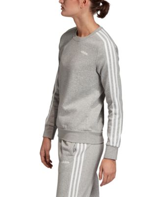 women's adidas 3 stripe fleece crewneck sweatshirt