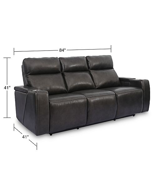 Furniture Oaklyn 84 Leather Sofa With Power Recliners Power Headrests Usb Power Outlet And Drop Down Table Reviews Furniture Macy S