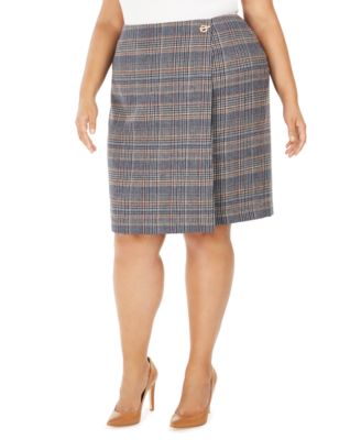 plaid tweed pencil skirt