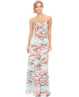 Jessica Simpson Dress, Strapless Printed Sweetheart Gown - Dresses ...