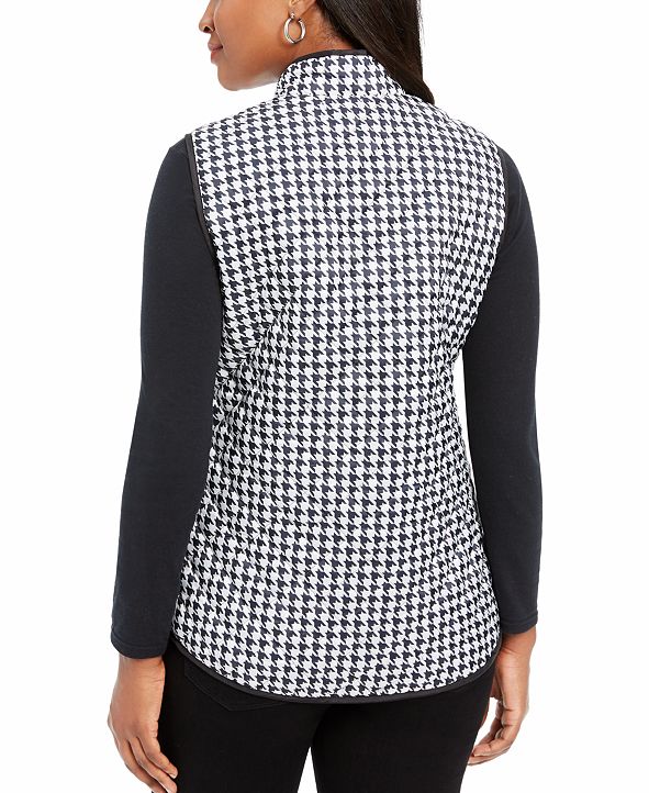 Karen Scott Sport Houndstooth Puffer Vest, Created for Macy's & Reviews ...
