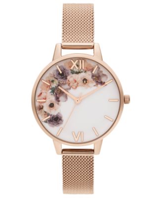 olivia burton watch rose gold mesh