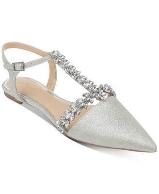 silver flat evening shoes