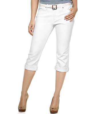 Levi's Jeans, 515 Straight-Leg Belted Cuffed Capri, White Wash - Jeans ...