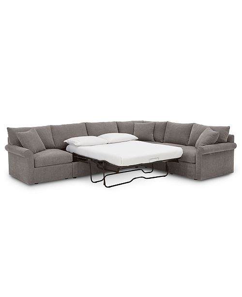Furniture Wedport 5 Pc Fabric L Shape Modular Sleeper Sectional Sofa With Square Corner Piece Created For Macy S Reviews Furniture Macy S