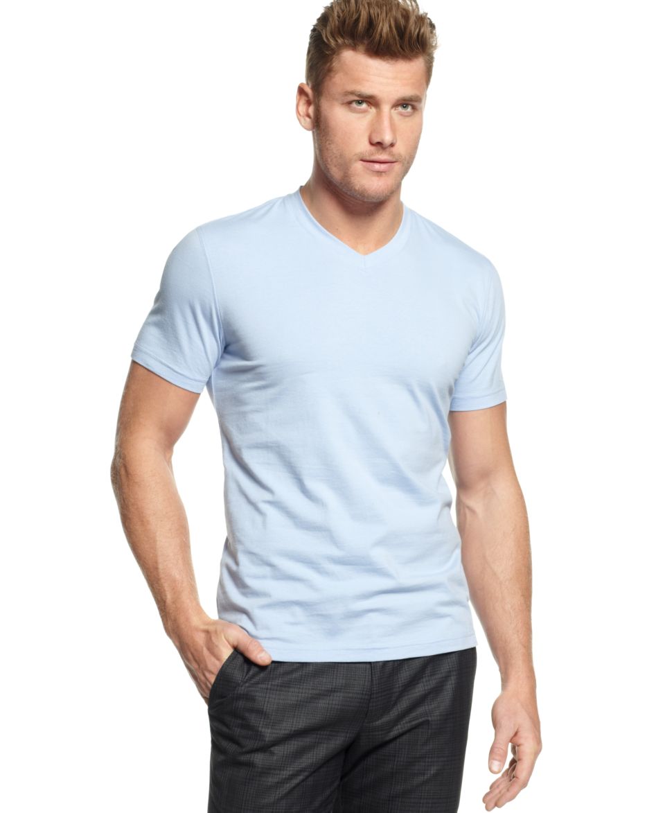 Alfani Underwear, Cotton Spandex V Neck T Shirt 2 Pack   Mens