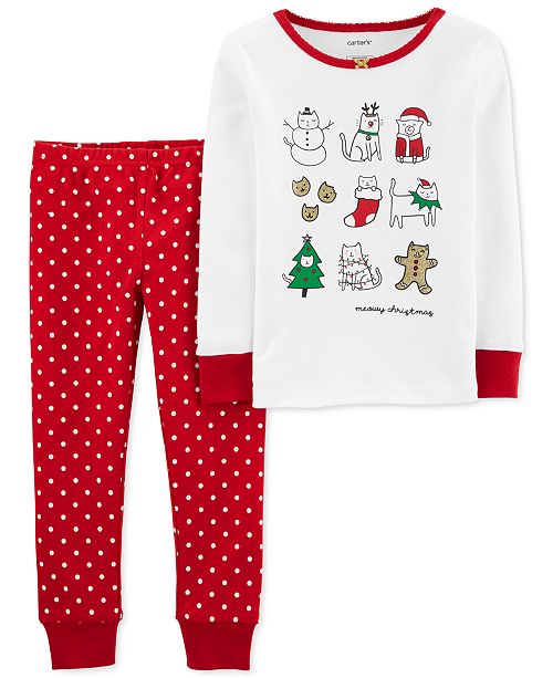 Carter S Baby Girls 2 Pc Meowy Christmas Snug Fit Cotton Pajamas Set Reviews Pajamas Kids Macy S