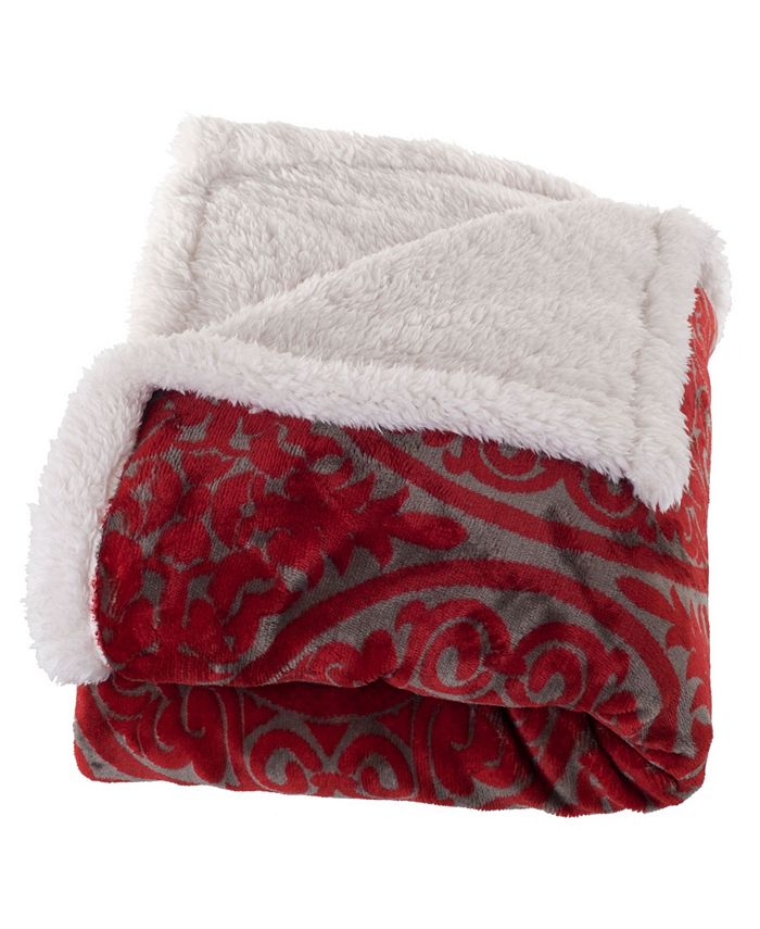 Baldwin Home Printed Coral Soft Fleece Sherpa Throw Blanket & Reviews