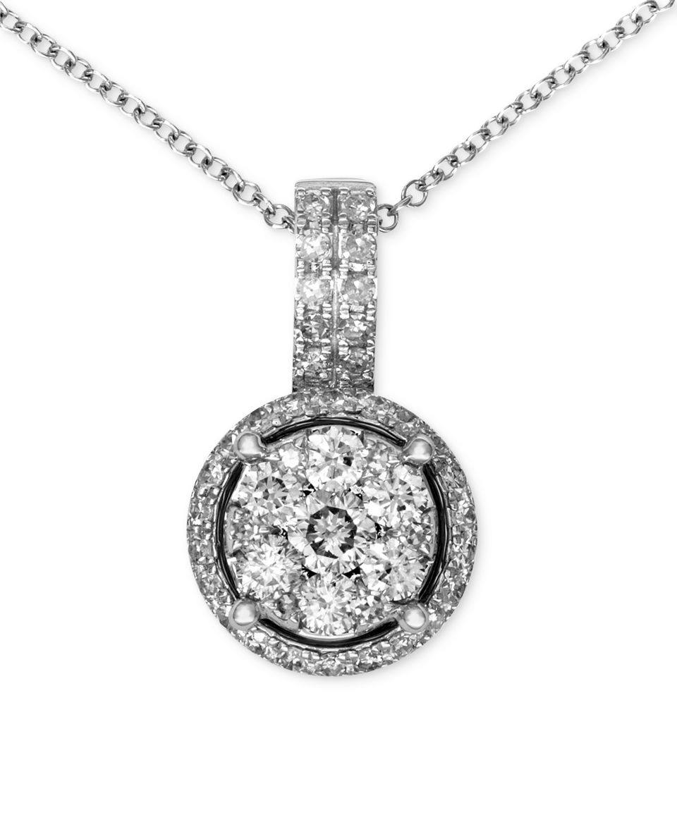 Diamond Necklace, 14k White Gold Diamond Teardrop Pendant (1/3 ct. t.w.)   Necklaces   Jewelry & Watches