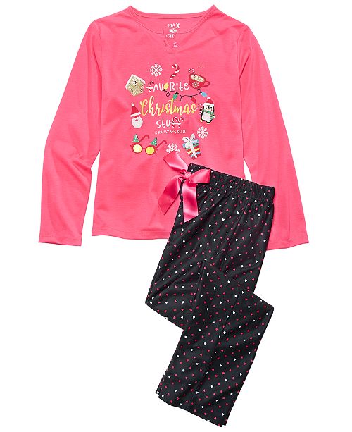 Max Olivia Big Girls 2 Pc Holiday Stuff Pajama Set Reviews Pajamas Kids Macy S