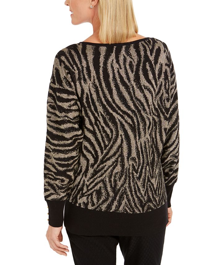 Jm Collection Jacquard Zebra Print Sweater Created For Macy S And Reviews Sweaters Women Macy S