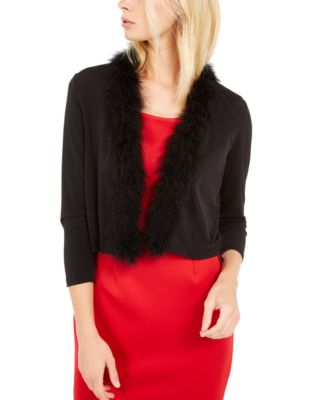 feather trim cardigan