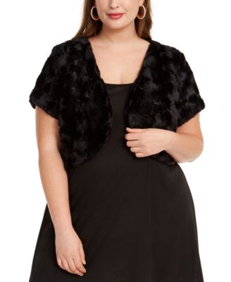 plus size faux fur shrug