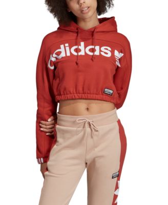 adidas women's cropped french terry hoodie