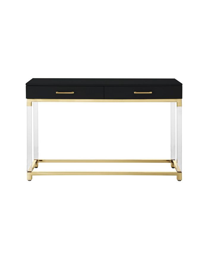 Inspired Home Casandra 2 Drawer High Gloss Console Table With Acrylic Legs And Metal Base Reviews Furniture Macy S