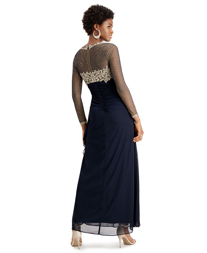 xscape embellished ruched gown