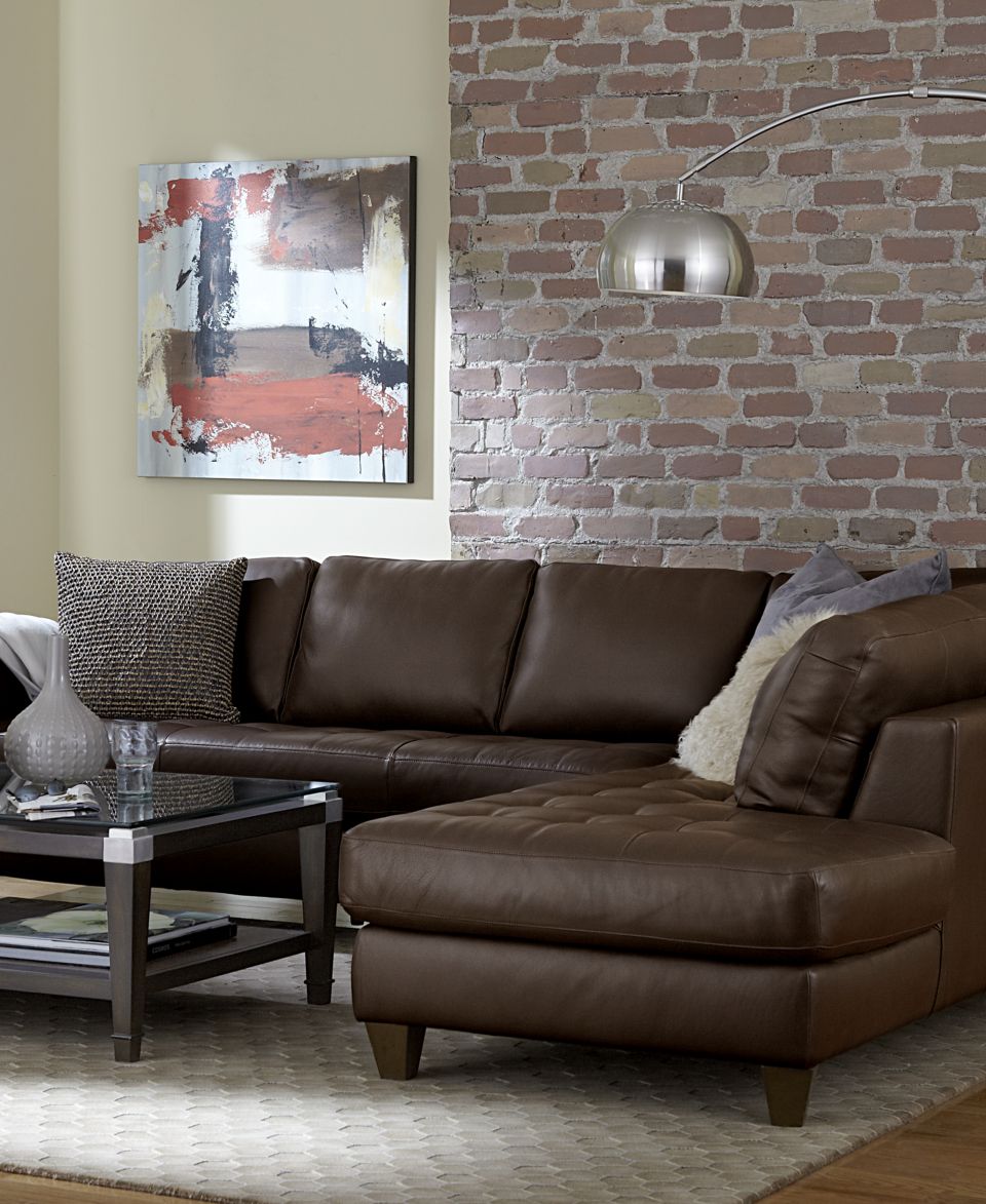 Milano Leather 2 Piece Chaise Sectional Sofa   Furniture