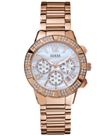 GUESS Watch, Women's Chronograph Rose Gold Tone Stainless Steel ...