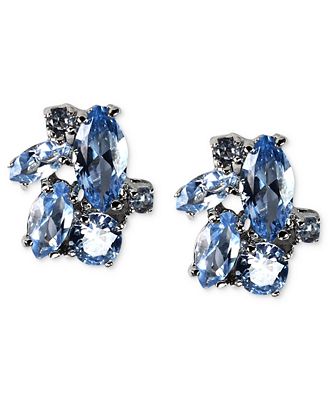 Givenchy Earrings, Silver-Tone Blue Stone Cluster Stud Earrings ...