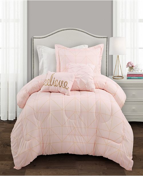 Lush Decor Trio Geo Metallic Print 4 Piece Twin Xl Comforter Set Reviews Bed In A Bag Bed Bath Macy S