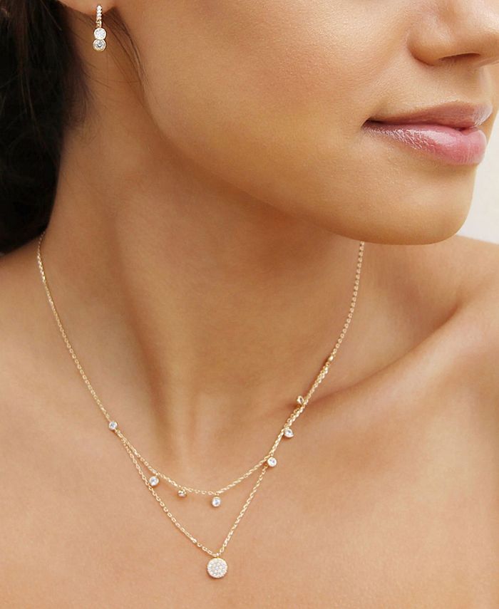 ETTIKA Double Layered Gold Chain Crystal Disc Necklace & Reviews ...