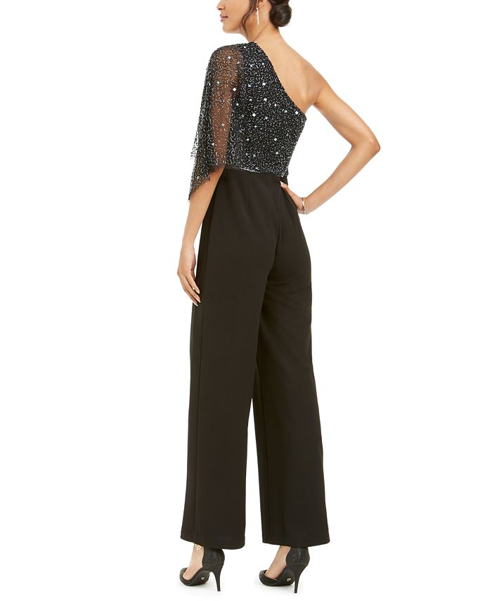 Adrianna Papell Embellished One-Shoulder Jumpsuit & Reviews - Pants ...