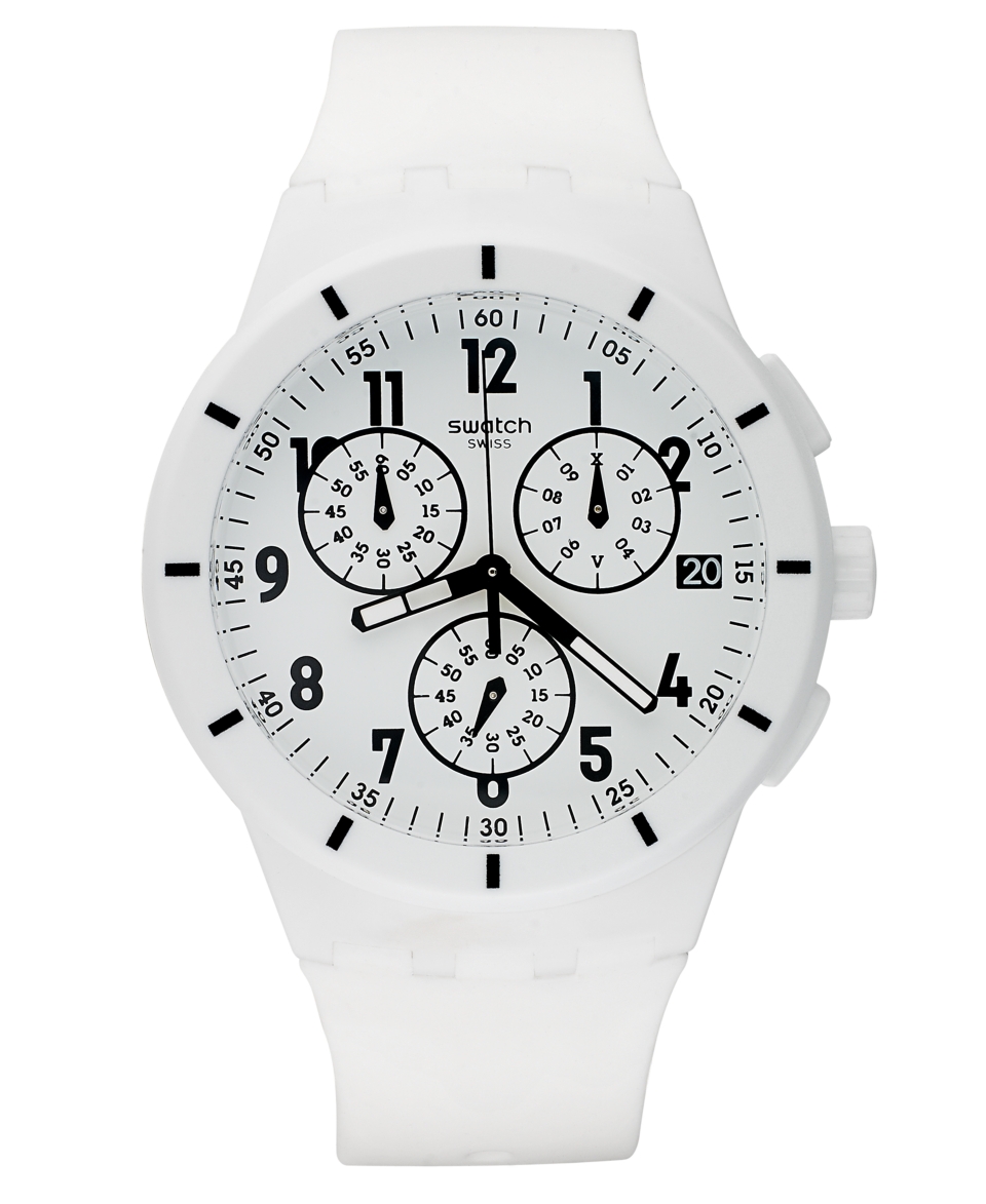 Swatch Watch, Unisex Swiss Chronograph Twice Again White Silicone Strap 42mm SUSW402   Watches   Jewelry & Watches