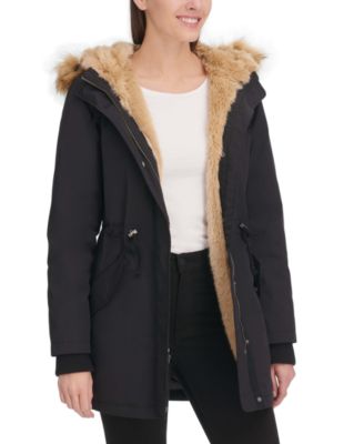 levi's women's faux fur lined hooded parka jacket