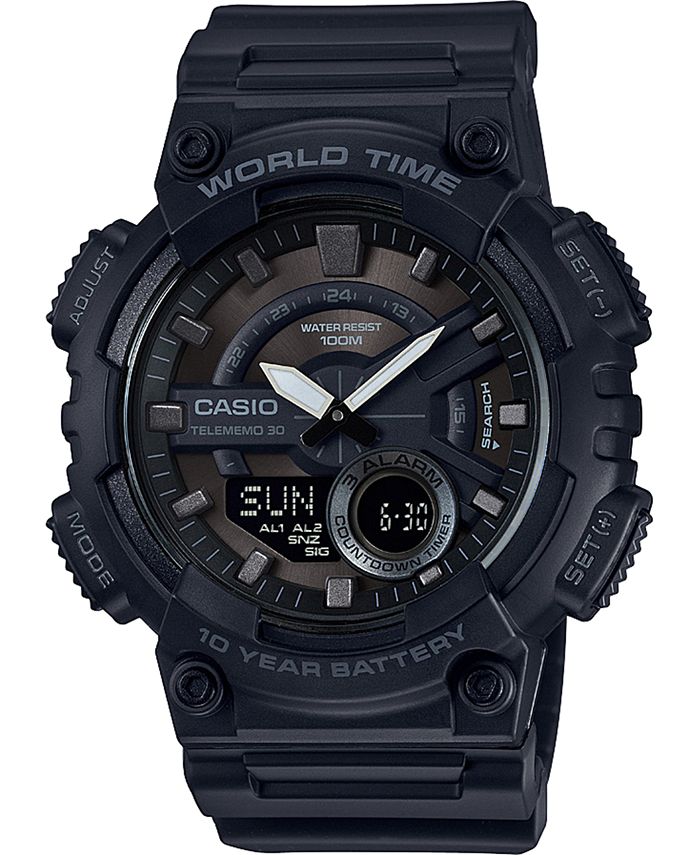 casio men's black resin strap digital lcd watch