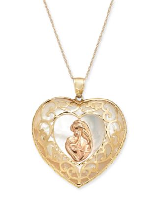 14k gold mother and child necklace