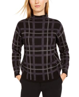 plaid mock neck sweater