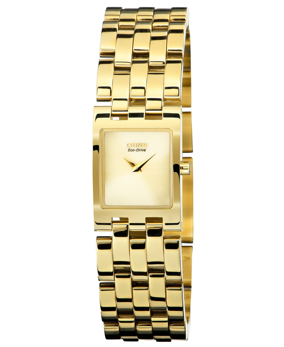 Citizen Womens Eco Drive Jolie Gold Tone Stainless Steel Bracelet Watch 21x18mm EX1302 56P   Watches   Jewelry & Watches