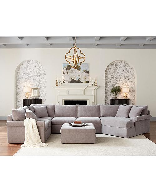 Furniture Wedport 5 Pc Fabric Modular Chaise Sectional Sofa With Square Corner Piece Created For Macy S Reviews Furniture Macy S