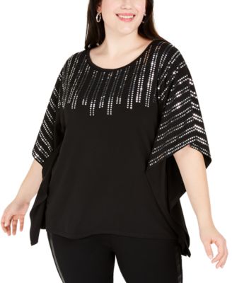 plus size black sequin shirt