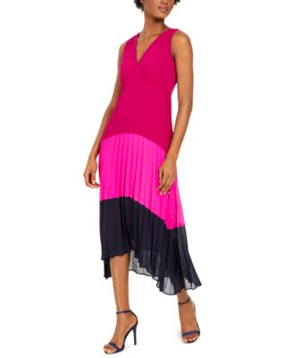 chiffon pleated midi dress