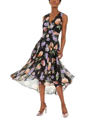 calvin klein floral print midi dress