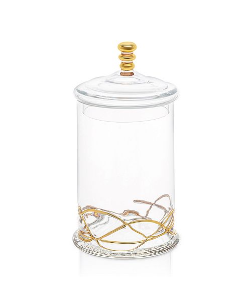 Classic Touch Large Vivid Glass Canister Jar With Lid 14k Gold Swirl Design Reviews Home Macy S