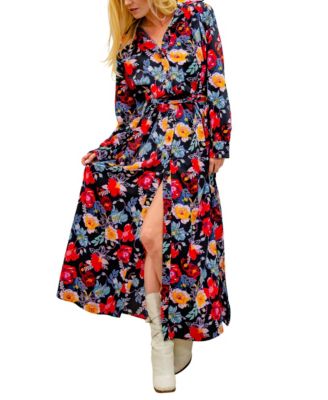 macy's red floral dress