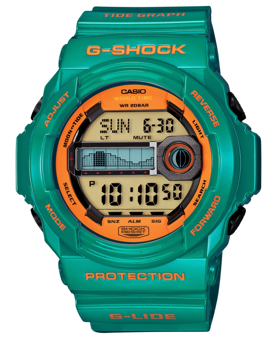 G Shock Mens Digital Tide Graph Teal Resin Strap Watch 52x55mm GLX150B 3   Watches   Jewelry & Watches
