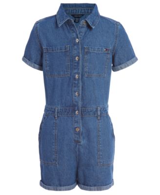 macy's blue jean jumpsuit