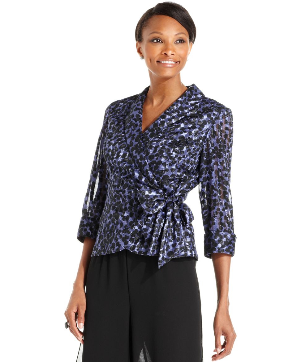 Alex Evenings Three Quarter Sleeve Metallic Paisley Jacket and Shell   Women