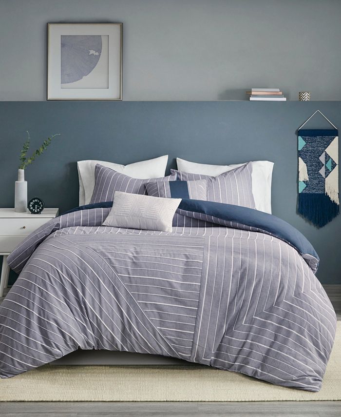 Two king shams finished size 20x40 in (50x101 product features size: bergen stripe 5 piece king cal king duvet cover set