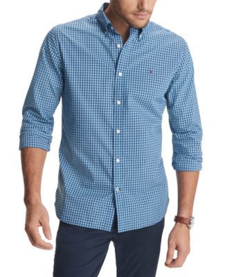 michael kors men's stretch gingham check shirt