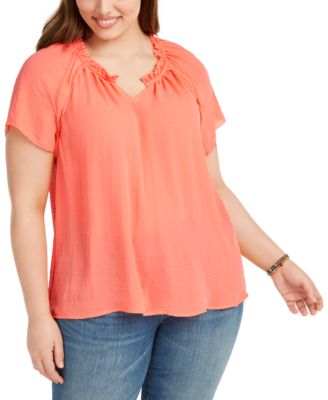 macy's red plus size tops