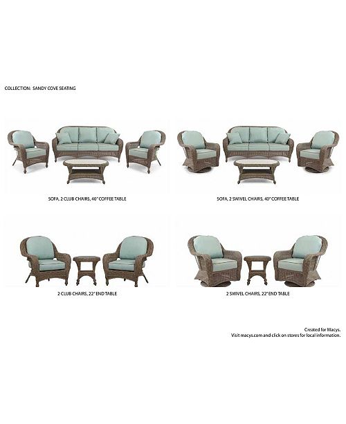 Furniture Sandy Cove Wicker Outdoor Club Chair Custom Sunbrella Created For Macy S Reviews Furniture Macy S
