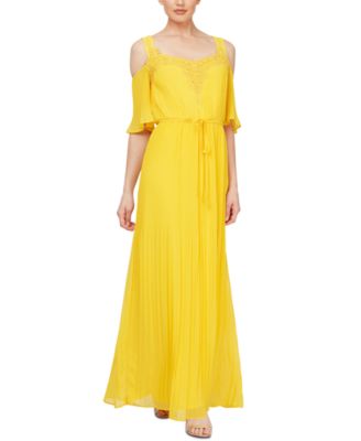 yellow cold shoulder maxi dress