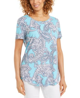 JM Collection Petite Printed Scoop-Neck 