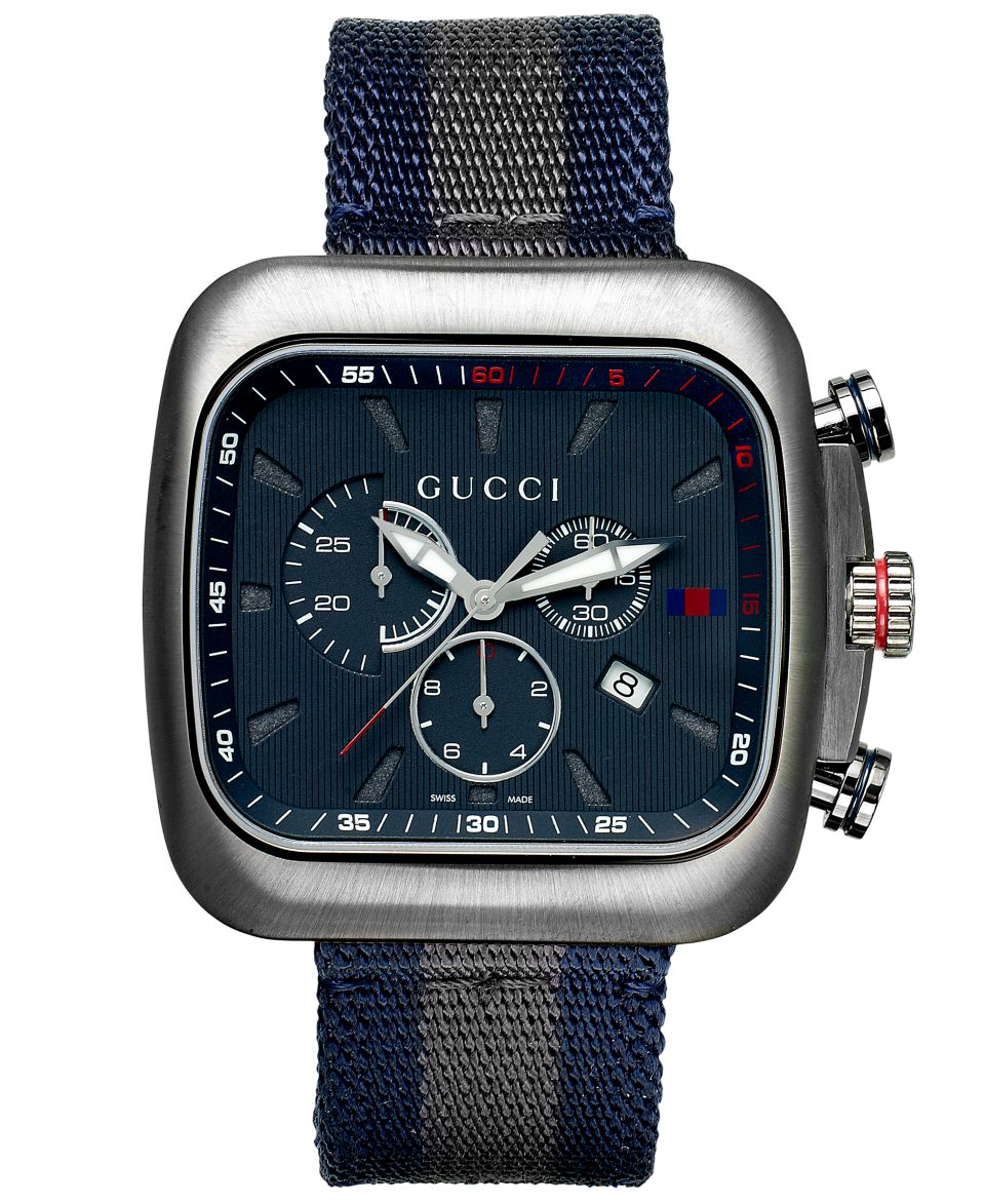 Gucci Watch, Mens Swiss Coupe Green and Red Stripe White Perforated Leather Strap 40mm YA131303   Watches   Jewelry & Watches