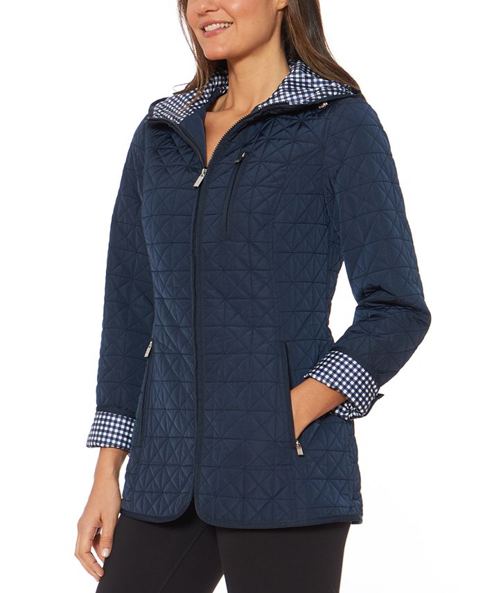 Jones New York Water-Resistant Hooded Quilted Jacket & Reviews - Coats ...