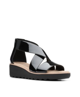 clarks black wedge